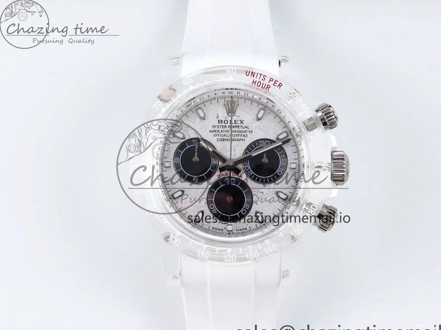 0407 Daytona AET Remould N6F 1:1 Best Edition Meteorite Dial on White Rubber Strap SA TopPick 920